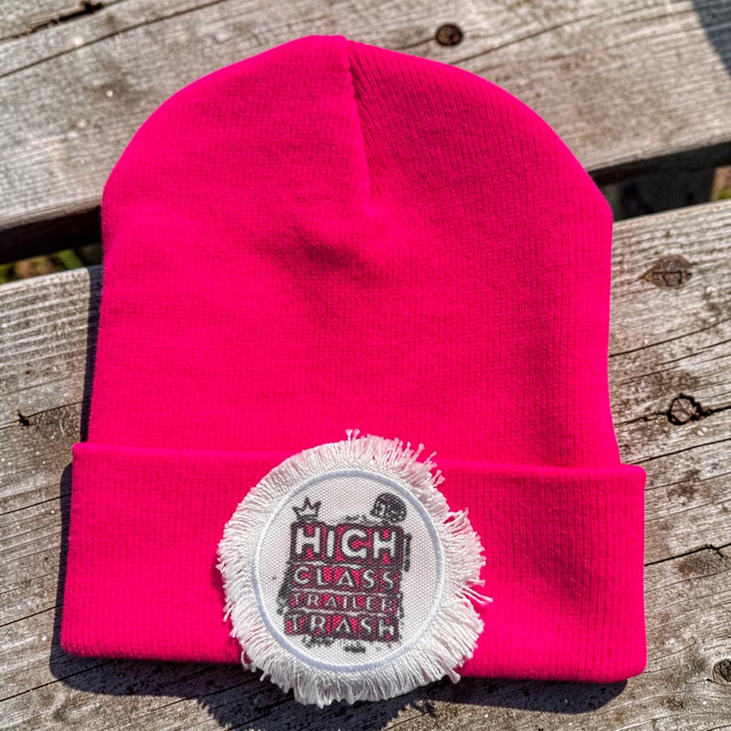 High Class Trailer Trash Camper Hot Pink Beanie