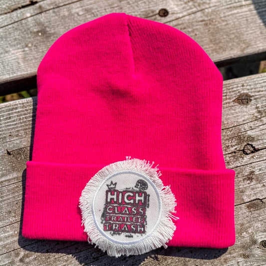 High Class Trailer Trash Camper Hot Pink Beanie