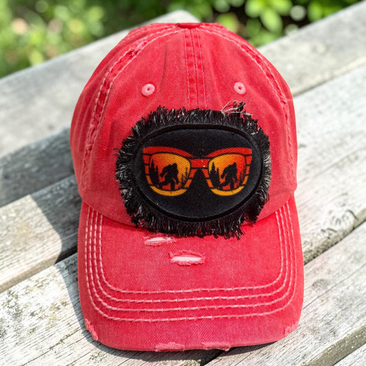 Bigfoot Distressed Sunglasses Hat: Funny Camping Cap cap