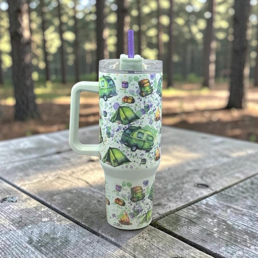 Color Burst Camping 40oz Tumbler Pale Green