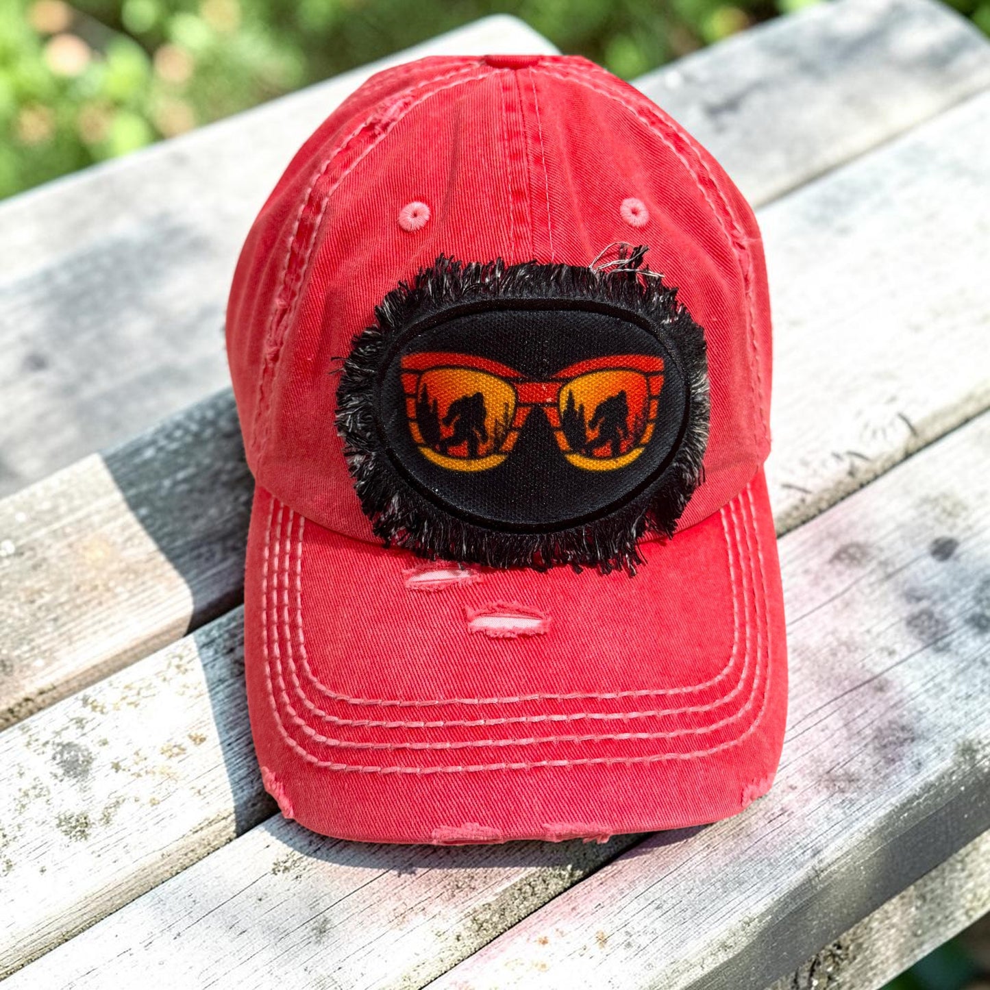 Bigfoot Distressed Sunglasses Hat: Funny Camping Cap cap