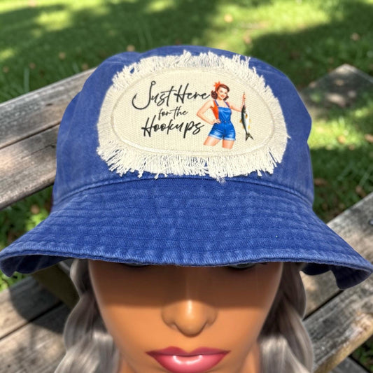 Retro Fishing Bucket Hat, Funny Camping Cap
