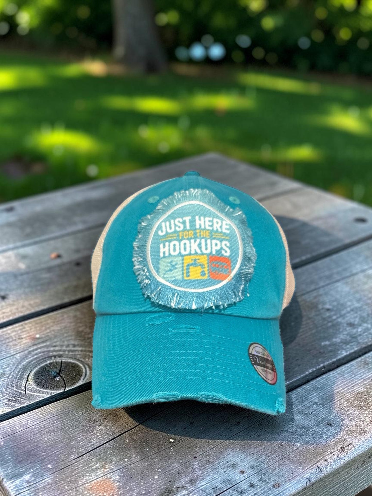 Just Here for the Hookups Hat Camping Cap