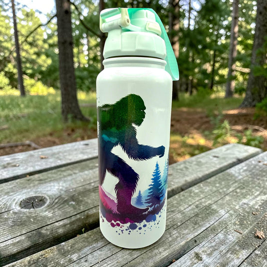 25oz Sasquatch, Bigfoot, Yeti, Cryptid Stainless Steel Water Bottle, Hiking