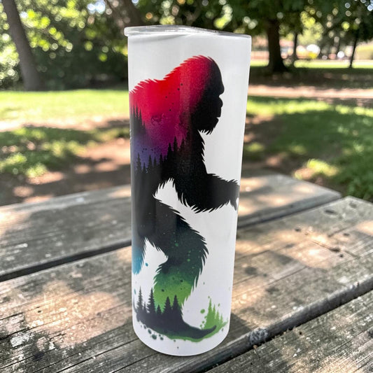 Glow in the Dark Sasquatch, Bigfoot, Yeti, Cryptid Camping Camper Tumbler 20oz