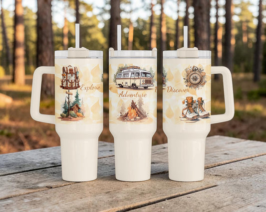 Discover Adventure Explore Tent or Van Tumbler 40oz Camping Tumbler