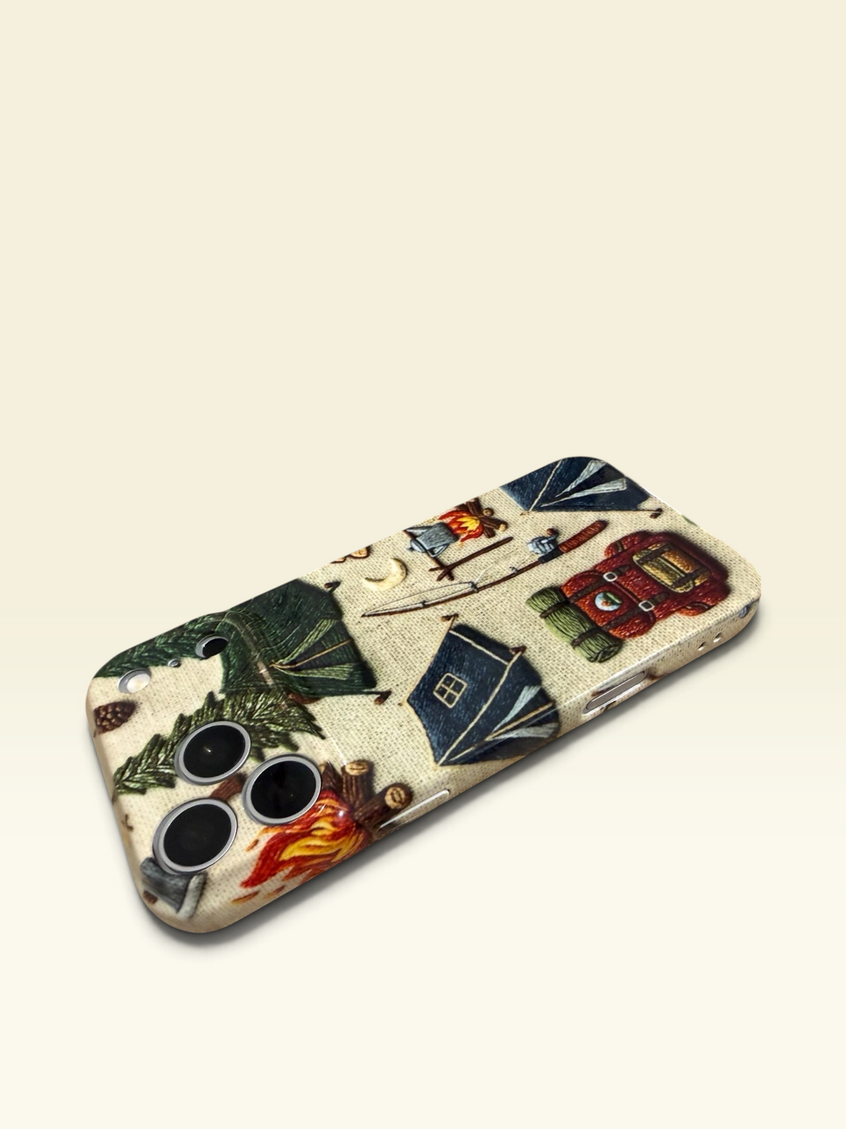 Camping Iphone Case 18 17 Pro Max Happy Camper Tent Fishing Faux Embroidered