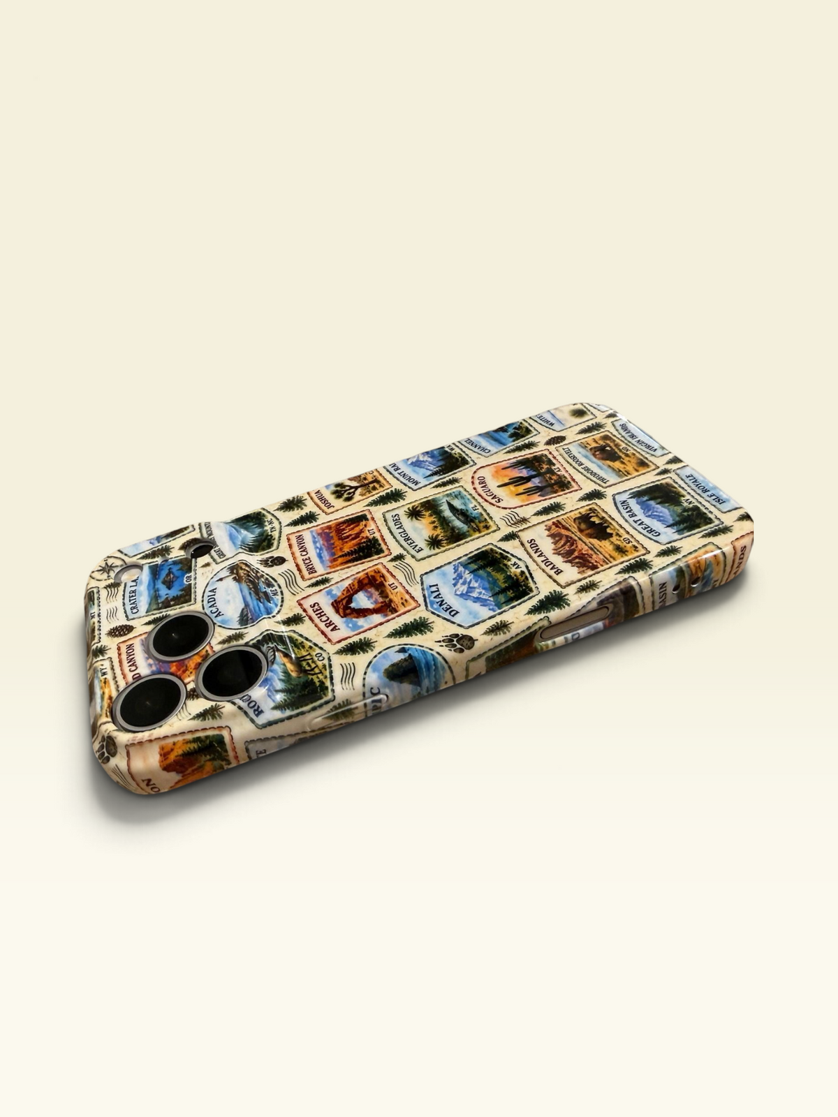 National Parks Stamps Themed NPS Inspired Iphone Case 18 17 16 plus  Pro Max, Plus Yellowstone Arches Grand Canyon Bryce Denali
