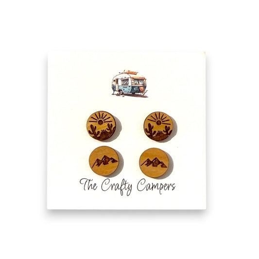 Desert Cactus Mountains Earrings Set